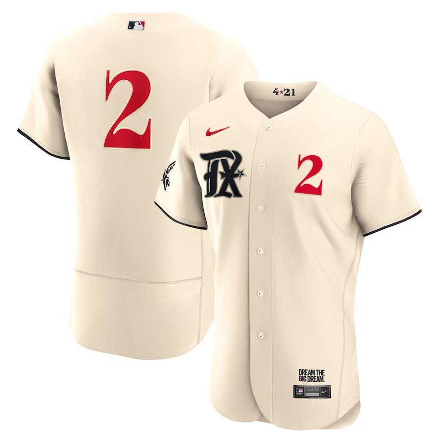 Men Texas Rangers #2 Marcus Semien Nike Cream 2023 City Connect Authentic Player MLB Jersey